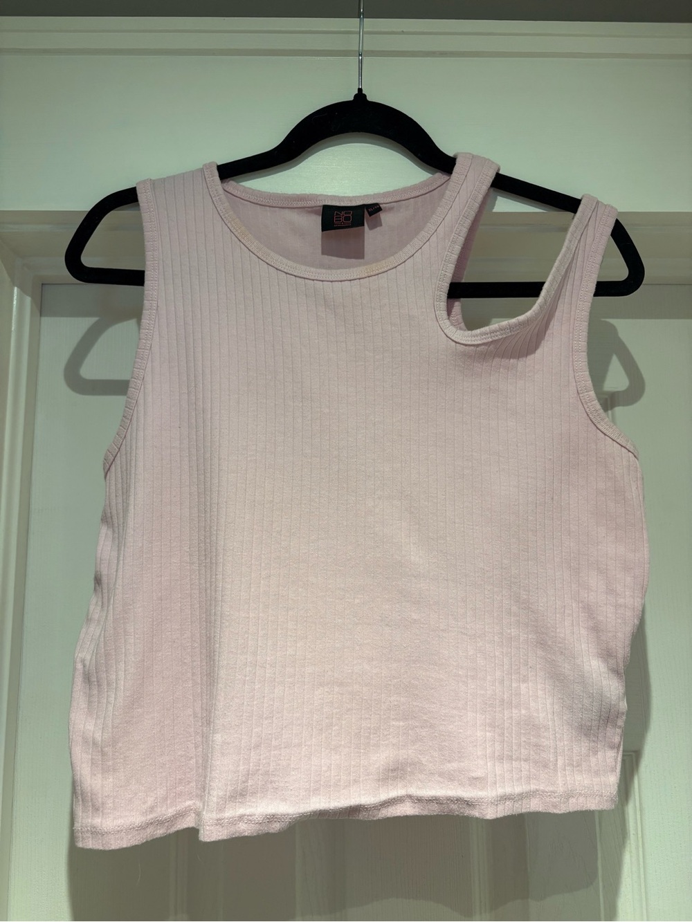 No Boundaries Light Pink One-Shoulder Ribbed Tank Top